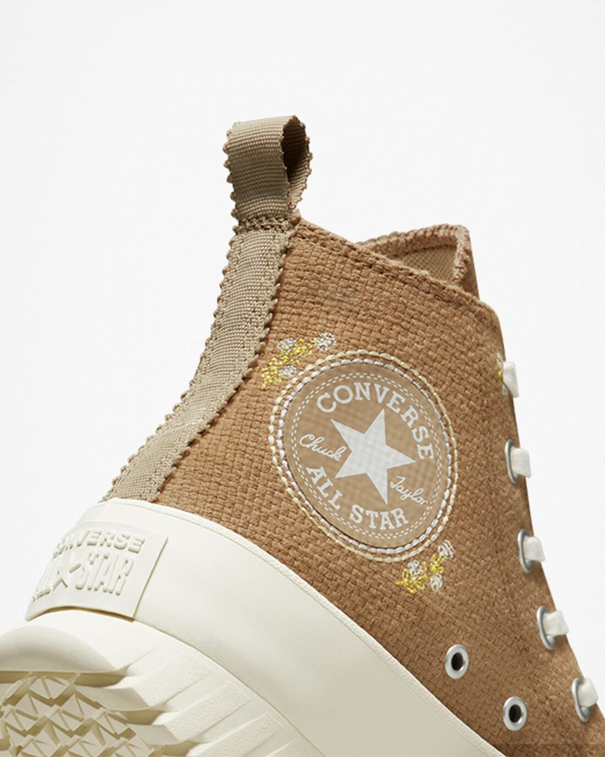 Women's Converse Chuck Taylor All Star Lugged 2.0 Autumn Embroidery High Top Platform Shoes Brown / Khaki | AU C01E5X